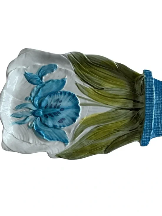 Lenwile Ardalt Flowerpot Majolica Artware Porcelain Flower Tea Set Blue Iris - Picture 3 of 14